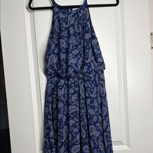 Blue Rain Navy Paisley Halter Dress